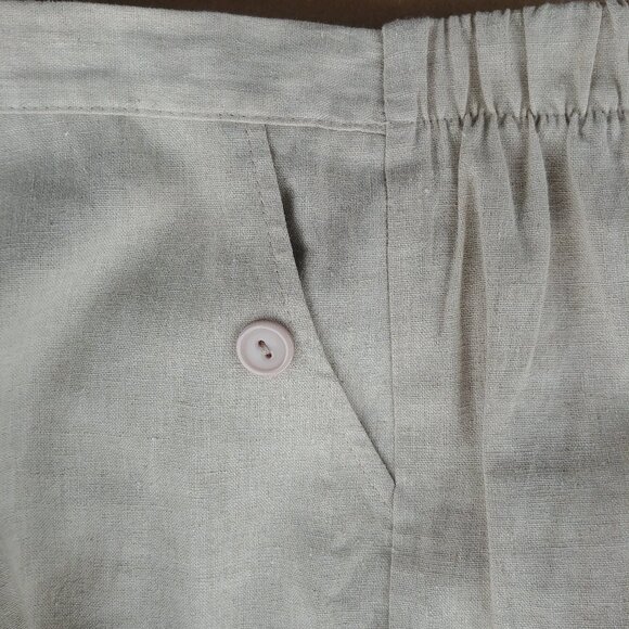 Natural tan cream linen blend skirt pockets 2X - Picture 6 of 7
